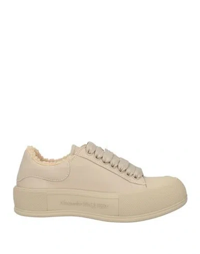Alexander Mcqueen Mcqueen Woman Sneakers Khaki Size 8 Leather In Neutral