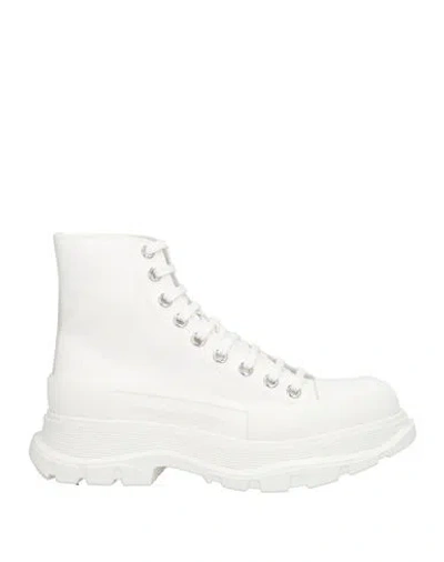 Alexander Mcqueen Mcqueen Woman Sneakers Off White Size 8 Textile Fibers In Neutral