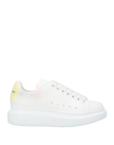 Alexander Mcqueen Mcqueen Woman Sneakers White Size 10.5 Leather, Rubber In Multi