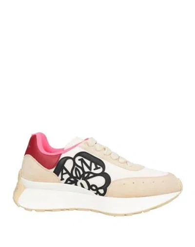 Alexander Mcqueen Mcqueen Woman Sneakers White Size 5 Leather, Textile Fibers In Neutral