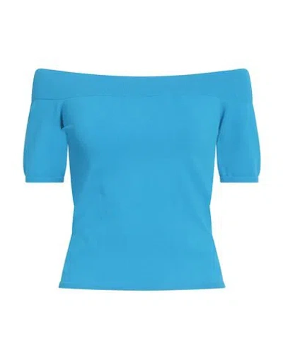 Alexander Mcqueen Mcqueen Woman Sweater Azure Size L Viscose, Polyester In Blue