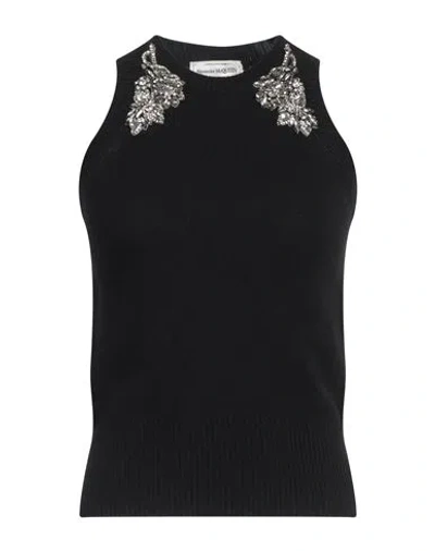 Alexander Mcqueen Mcqueen Woman Sweater Black Size L Wool, Cashmere, Metal, Glass, Metallic Fiber