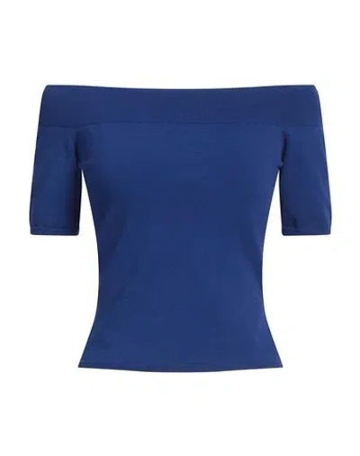 Alexander Mcqueen Mcqueen Woman Sweater Blue Size L Viscose, Polyester