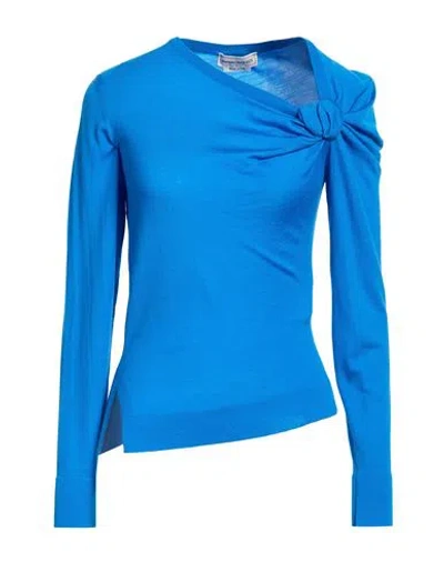 Alexander Mcqueen Mcqueen Woman Sweater Blue Size Xl Wool, Polyamide