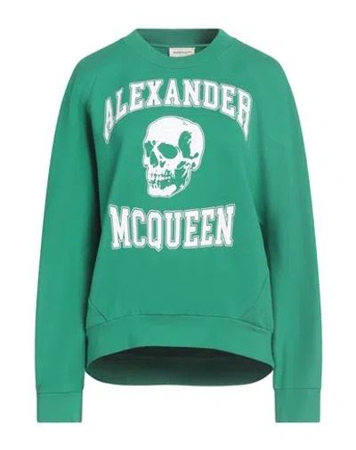 Alexander Mcqueen Mcqueen Woman Sweatshirt Green Size 6 Cotton, Elastane
