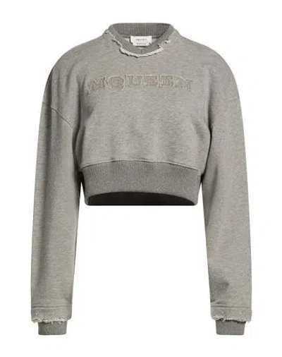 Alexander Mcqueen Mcqueen Woman Sweatshirt Grey Size 8 Cotton In Gray