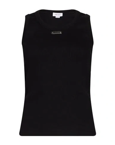 Alexander Mcqueen Mcqueen Woman Tank Top Black Size 6 Cotton, Elastane