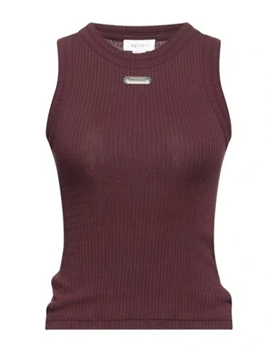 Alexander Mcqueen Mcqueen Woman Tank Top Burgundy Size 4 Cotton In Red
