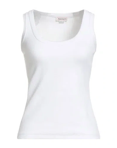Alexander Mcqueen Mcqueen Woman Tank Top White Size 10 Cotton, Elastane, Polyester In Multi