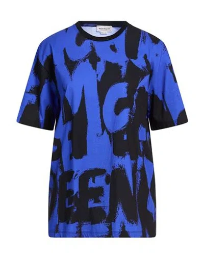 Alexander Mcqueen Mcqueen Woman T-shirt Bright Blue Size 4 Cotton