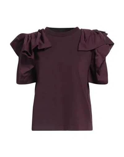 Alexander Mcqueen Mcqueen Woman T-shirt Plum Size 8 Cotton, Polyester In Purple