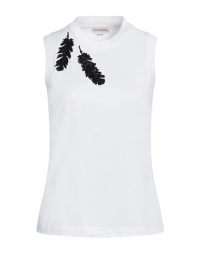 Alexander Mcqueen Mcqueen Woman T-shirt White Size 2 Cotton, Glass