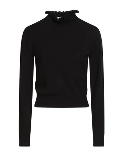 Alexander Mcqueen Mcqueen Woman Turtleneck Black Size L Wool, Elastane