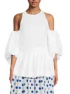 Alexander Mcqueen Mcqueen Women's Cold-shoulder Cotton Peplum Top In White
