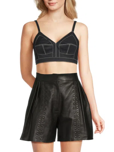 Alexander Mcqueen Mcqueen Women's Cotton Gabardine V-neck Bralette Top In Black