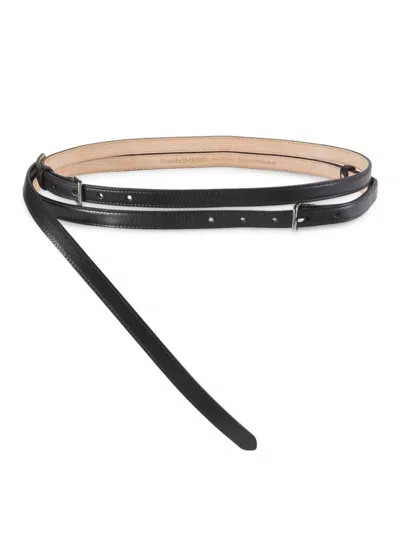 Alexander Mcqueen Mcqueen Women's Double Wrap Leather Belt In Black
