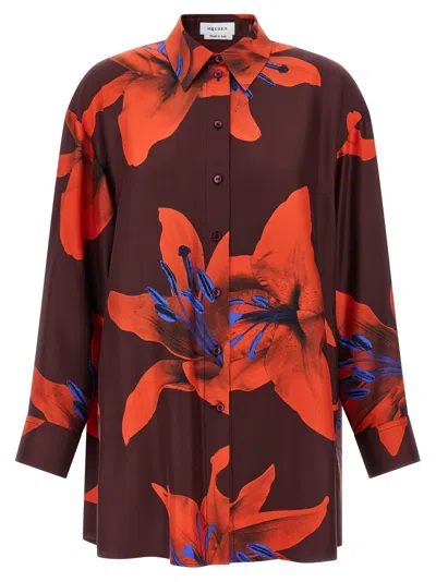 Alexander Mcqueen Mcqueen Women's Flame Lily Shirt In Brown
