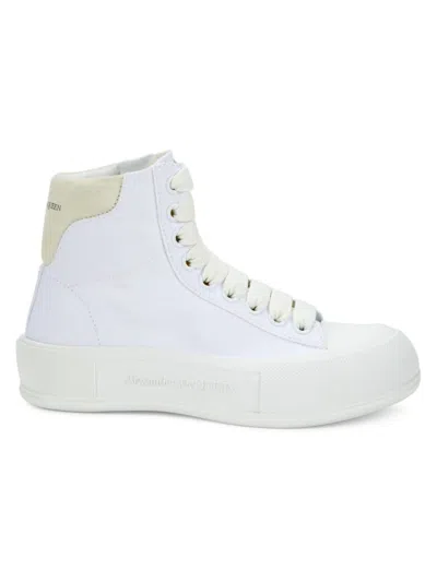 Alexander Mcqueen Mcqueen Women's Leather High-top Sneakers In White