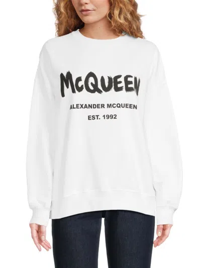 Alexander Mcqueen Mcqueen Women's Logo Cotton Sweatshirt In White