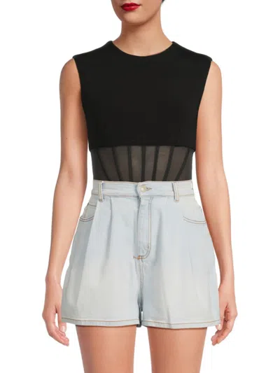 Alexander Mcqueen Mcqueen Women's Mesh Jersey Bodysuit In Black