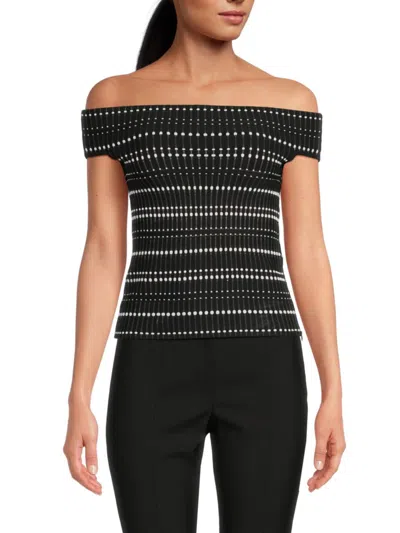 Alexander Mcqueen Mcqueen Women's Off-the-shoulder Knit Top In Multi