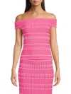Alexander Mcqueen Open-knit Off-shoulder Top In Pink