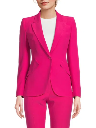 Alexander Mcqueen Mcqueen Women's Peak-shoulder One-button Blazer In Pink