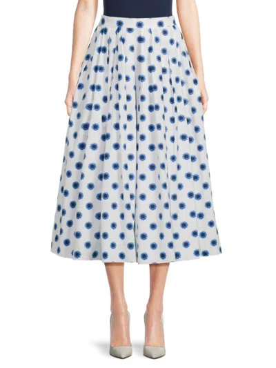Alexander Mcqueen Mcqueen Women's Pleated Cotton Midi-skirt In White
