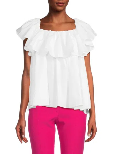 Alexander Mcqueen Mcqueen Women's Ruffled Cotton Top In White
