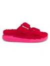 Alexander Mcqueen Shearling Slide Sandals In Red