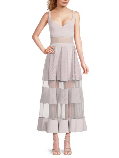 Alexander Mcqueen Mcqueen Women's Sheer Panel Knit Corset Maxi Dress In Gray
