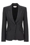 Alexander Mcqueen Mcqueen Women Single-breasted Pinstripe Blazer In Gray