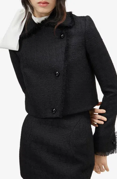 Alexander Mcqueen Mcqueen Wool Blend Cropped Jacket In Black