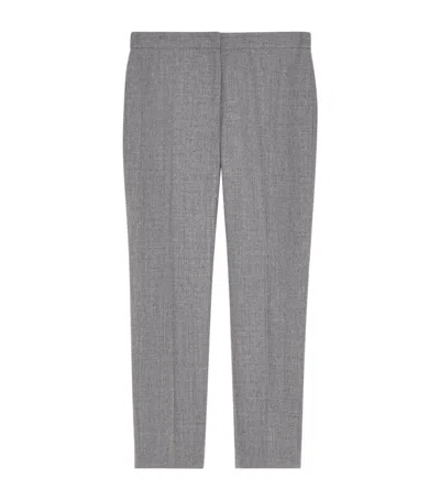 Alexander Mcqueen Mcqueen Wool Cropped Cigarette Trousers In Gray