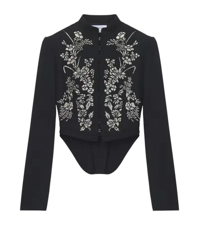 Alexander Mcqueen Mcqueen Wool Embroidered Floral Cropped Jacket In Black