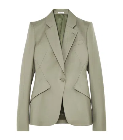 Alexander Mcqueen Mcqueen Wool Gabardine Single-breasted Jacket In Green