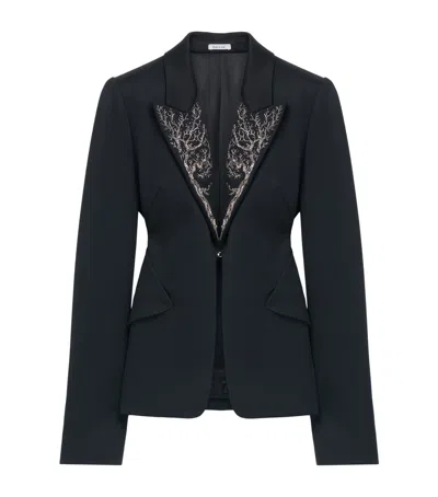 Alexander Mcqueen Mcqueen Wool Tree Of Life Blazer In Black