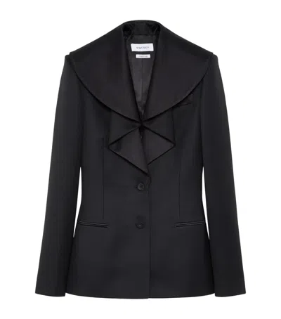 Alexander Mcqueen Mcqueen Wool Waterfall-collar Blazer In Black