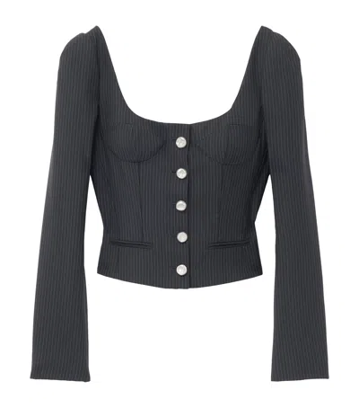 Alexander Mcqueen Mcqueen Wool-mohair Pinstripe Top In Blue