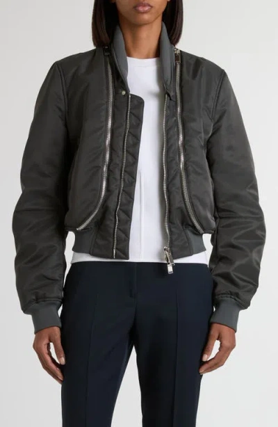 Alexander Mcqueen Mcqueen Zip Pocket Nylon Bomber Jacket In Gray