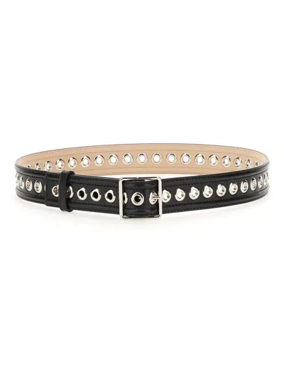 Alexander Mcqueen Medium Belt With Eyelets In Black