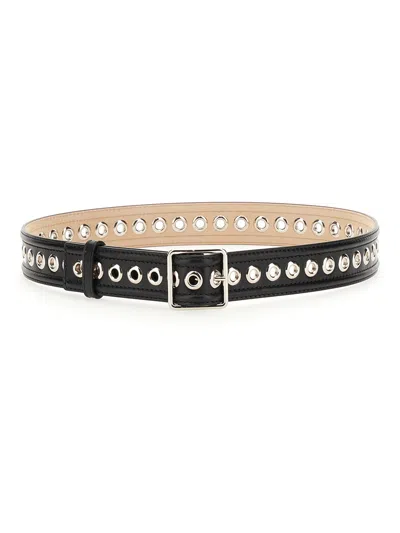 Alexander Mcqueen Medium Belt With Eyelets In Black