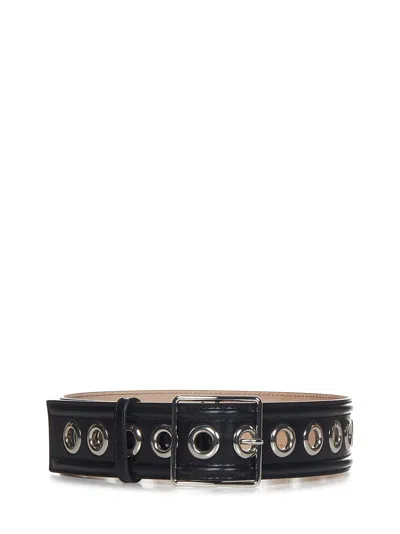 ALEXANDER MCQUEEN BLACK LEATHER BELT