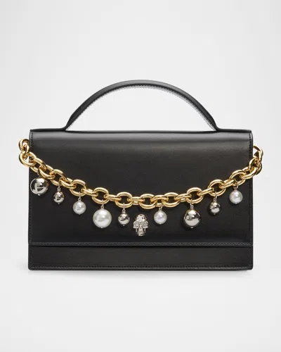 Alexander Mcqueen Medium Chain-embellished Skull Shoulder Bag In Black