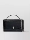 Alexander Mcqueen Medium Skull Croc Embossed Leather Top Handle Bag