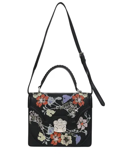 Alexander Mcqueen Medium Embroidered Handbag (authentic Pre-loved) In Black