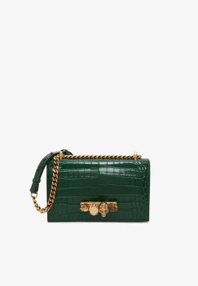 Alexander Mcqueen Medium Jeweled Satchel Shoulder Bag In Green