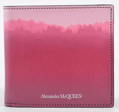 Pre-owned Alexander Mcqueen Men's 502137 Plotter Ombre Leather Bifold Wallet In Multicolor