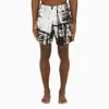 Alexander Mcqueen Men's Abstract Print Swim Shorts With Logo In White