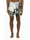 Alexander Mcqueen Alexander Mc Queen Abstract Print Swim Shorts With Logo In White